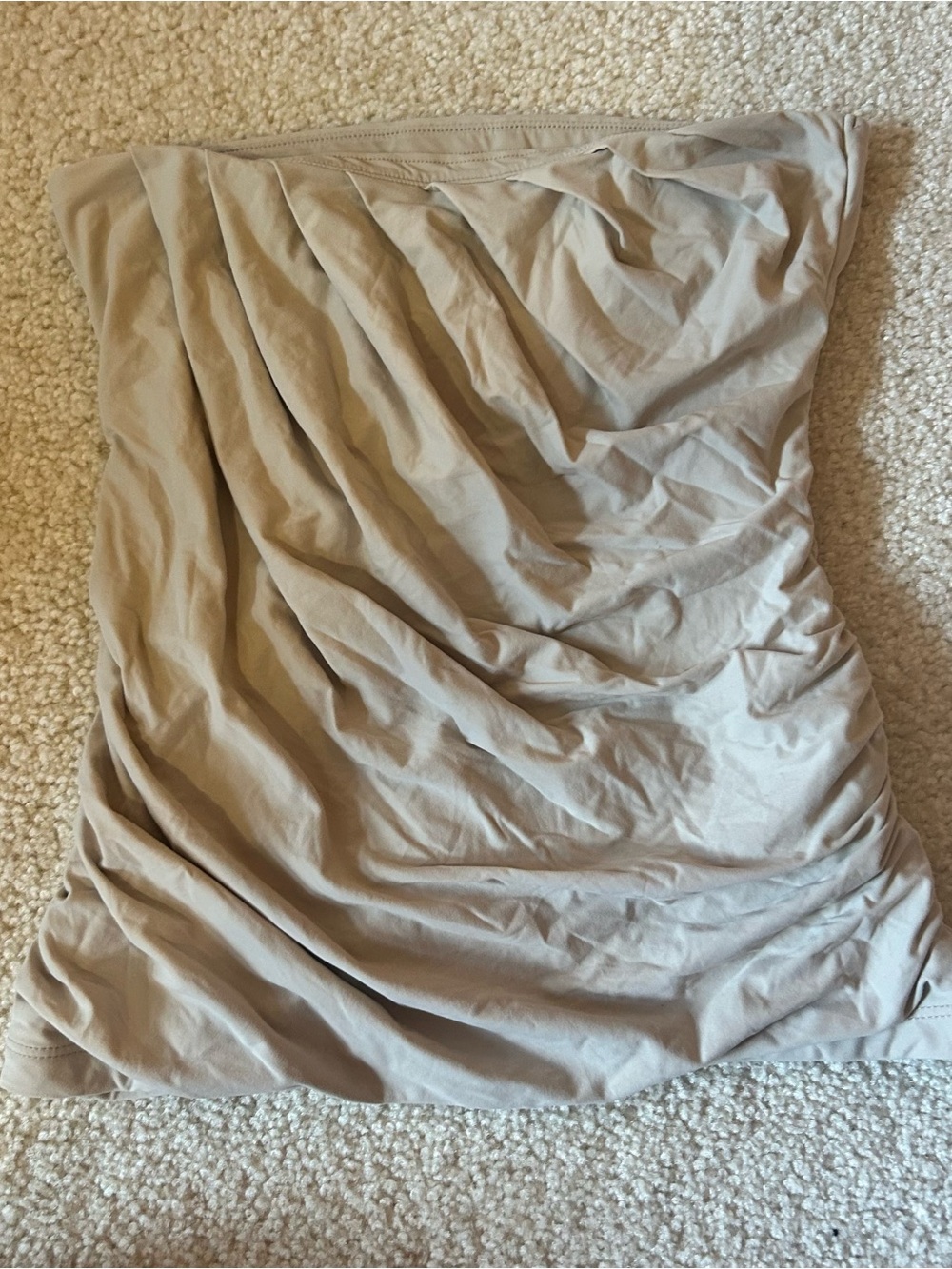 Abercrombie & Fitch Beige Strapless Ruched Crop Top